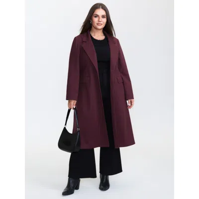 Bloomchic Women's Plus Size Solid Three Button Flared Coat Rust H-line 22-24/3x In Brown