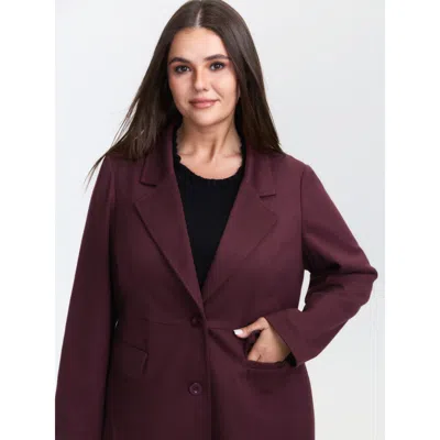 Bloomchic Women's Plus Size Solid Three Button Flared Coat Rust H-line 22-24/3x In Brown