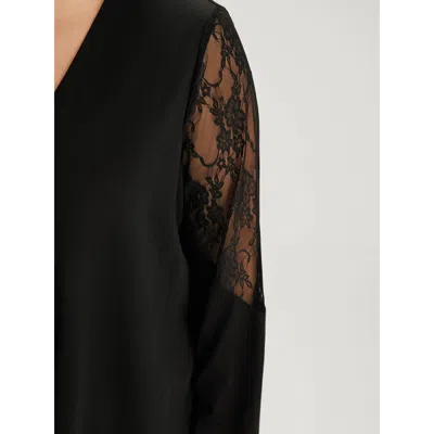 Bloomchic Women's Plus Size Supersoft Essentials Solid Crochet Lace Mesh Drape Open Front Coat Black Drape 10/ In Black