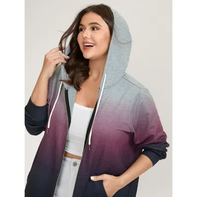 Bloomchic Ombre Gradient Zipper Front Jacket In Multi
