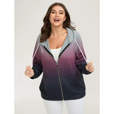 Bloomchic Ombre Gradient Zipper Front Jacket In Multi