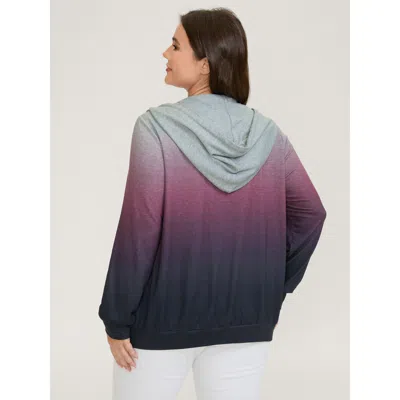 Bloomchic Ombre Gradient Zipper Front Jacket In Multi
