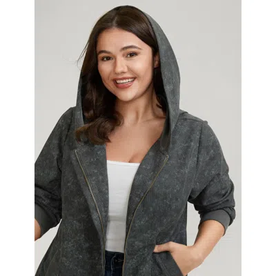 Bloomchic Waffle Texture Solid Zipper Hoodie