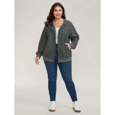 Bloomchic Waffle Texture Solid Zipper Hoodie