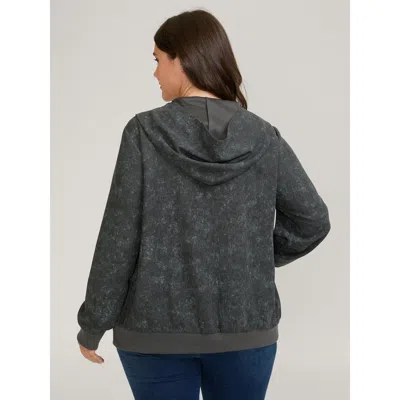 Bloomchic Waffle Texture Solid Zipper Hoodie