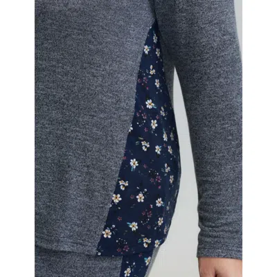 Bloomchic Women's Plus Size Floral Patchwork Drawstring Co-ord Lounge Set Darkblue Else Long Sleeve Patchwork  In Blue