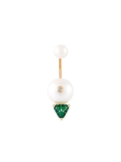Shop Delfina Delettrez 'trillion' Diamond Earring In White