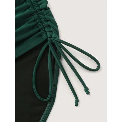 Bloomchic Women's Plus Size Drawstring Side Surplice Neck Adjustable One-piece Swimsuit Darkgreen Solid Ruched In Green
