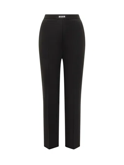 Msgm Logo-waistband Trousers In Black