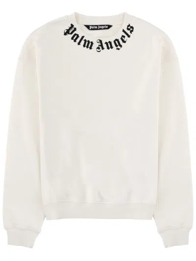 Palm Angels Relaxed-fit Cotton Sweatshirt With Signature Print In White