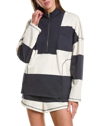 Rd Style Camille Stripe Heavy Jersey 1/2-zip Pullover In Animal Print