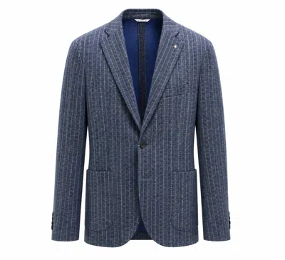 Manuel Ritz Pinstripe Pattern Two Button Classic Blazer In Blue