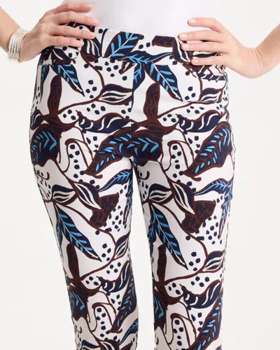 Chico's Forest Print Brigitte Slim Pull-on Crop Pants In Blue