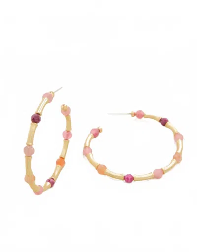 Spartina 449 Calm Waters Hoop Earrings Ruby/sun Stone In Gold