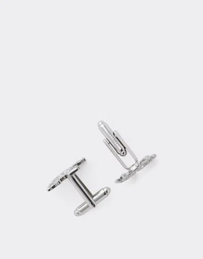 Ferrari Prancing Horse Rhinestone Cufflinks In Silver