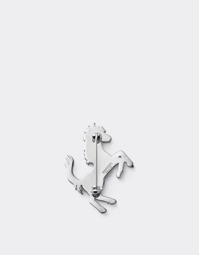 Ferrari Prancing Horse Rhinestone Brooch In Silver
