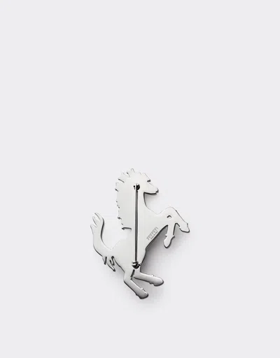 Ferrari Prancing Horse Rhinestone Brooch In Gray