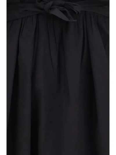 Ganni Belted Bow-embellished Stretch-cotton Poplin Midi Dress In Black