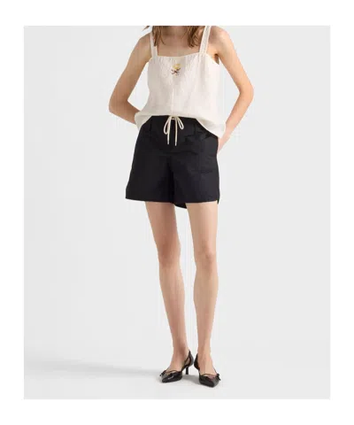 Prada Re-nylon Drawstring Shorts In Black