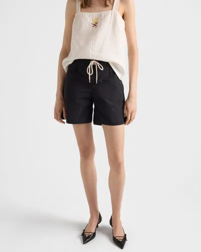 Prada Re-nylon Drawstring Shorts In Black
