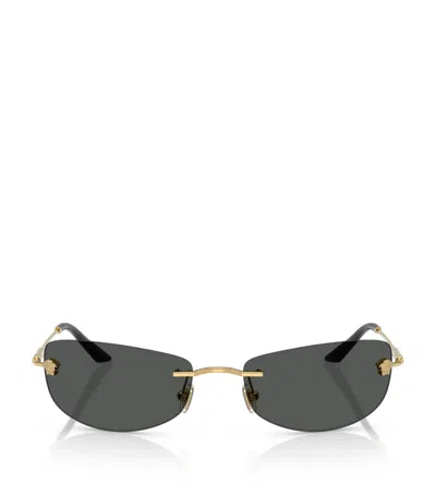 Versace Rectangle-frame Sunglasses In Gold