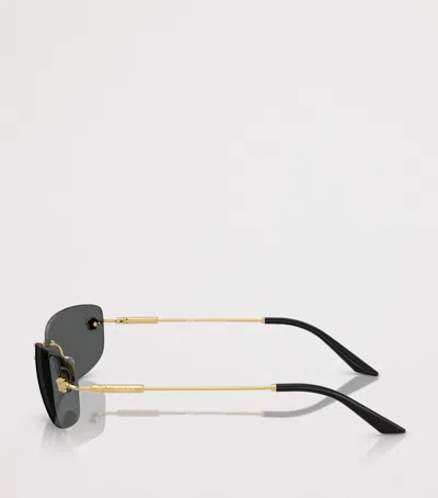 Versace Rectangle-frame Sunglasses In Gold