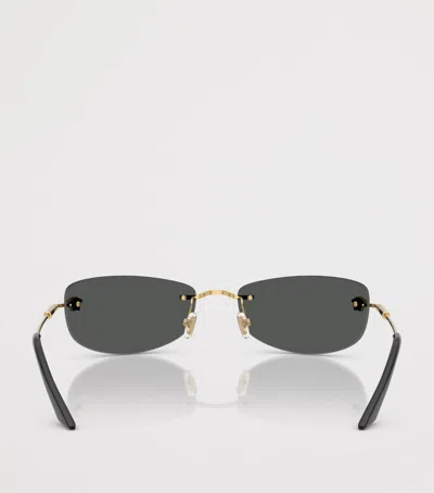 Versace Rectangle-frame Sunglasses In Gold
