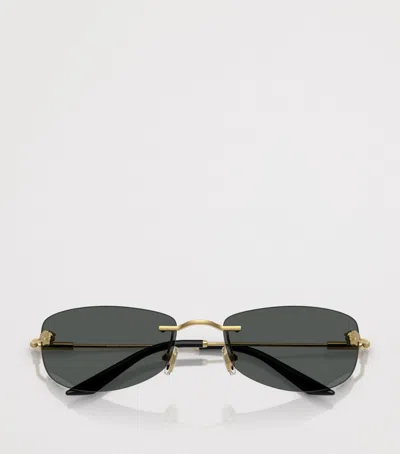Versace Rectangle-frame Sunglasses In Gold