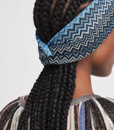 Missoni Knot-front Zigzag Headband In Blue