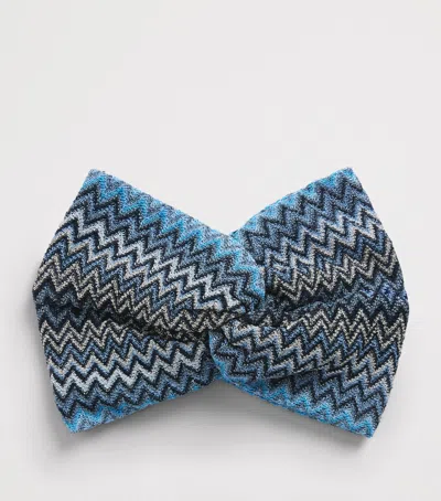 Missoni Knot-front Zigzag Headband In Blue