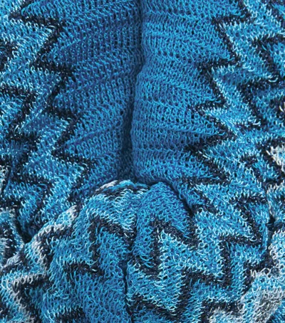 Missoni Knot-front Zigzag Headband In Blue