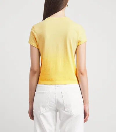 Mother Womens Desert Sun Palm The Itty Bitty Ringer Graphic-print Cotton T-shirt Xs In Yellow