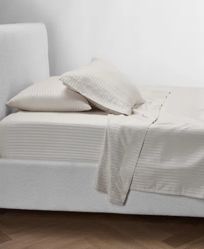Macy's Dobby Stripe 200-thread Count Cotton Blend 4-pc. Sheet Set, Queen In White