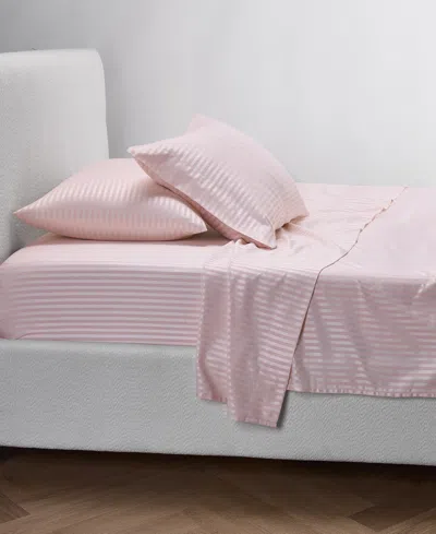 Macy's Dobby Stripe 200-thread Count Cotton Blend 4-pc. Sheet Set, Queen In Pink