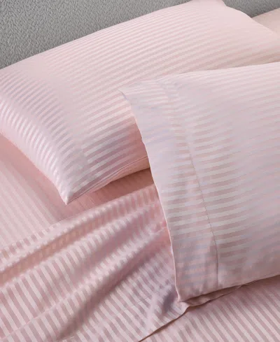 Macy's Dobby Stripe 200-thread Count Cotton Blend 4-pc. Sheet Set, Queen In Pink
