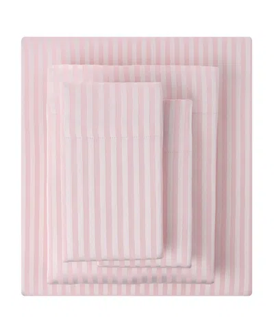 Macy's Dobby Stripe 200-thread Count Cotton Blend 4-pc. Sheet Set, Queen In Pink