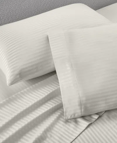 Macy's Dobby Stripe 200-thread Count Cotton Blend 4-pc. Sheet Set, King In White