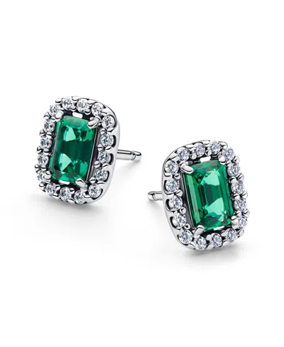 Pandora Sparkling Rectangular Stud Earrings In Silver