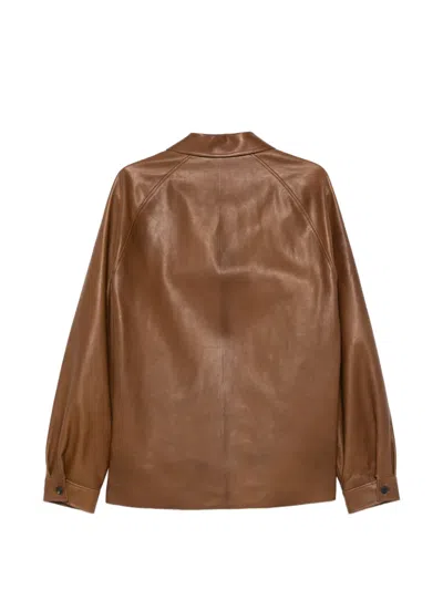 The Row Mount Leather Jacket In Brown