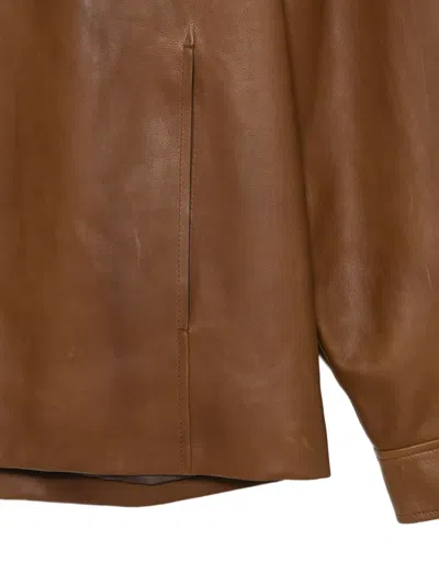 The Row Mount Leather Jacket In Brown