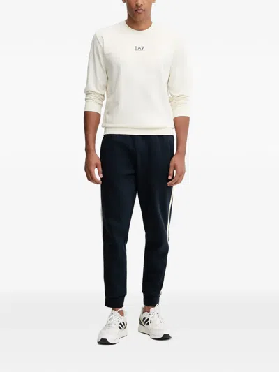 Ea7 Crew-neck Sweatshirt In White