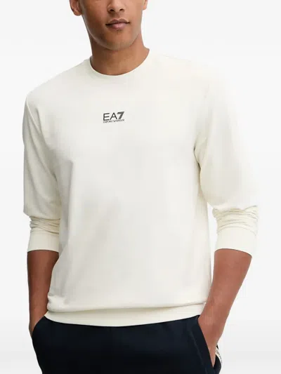 Ea7 Crew-neck Sweatshirt In White