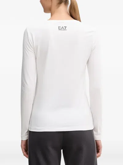 Ea7 Long-sleeve Logo T-shirt In White