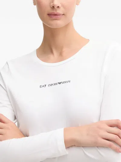 Ea7 Long-sleeve Logo T-shirt In White