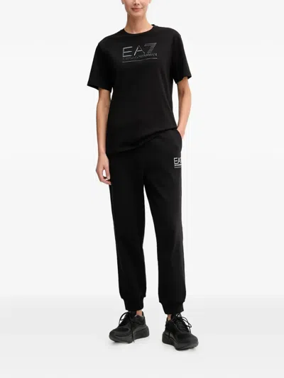 Ea7 Drawstring Logo Track Pants In Black