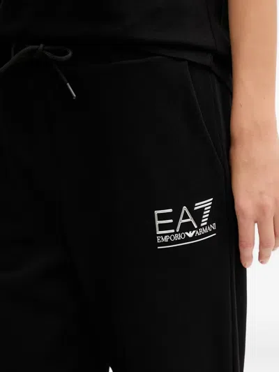 Ea7 Drawstring Logo Track Pants In Black