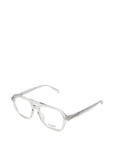 Saint Laurent Pilot-frame Glasses In White
