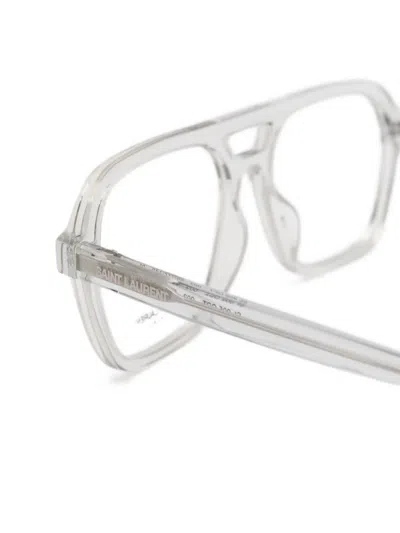 Saint Laurent Pilot-frame Glasses In White