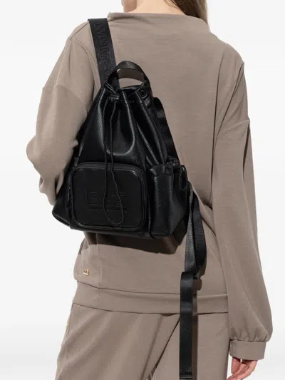 Ea7 Logo-embossed Drawstring Backpack In Black