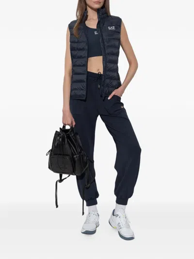 Ea7 Drawstring Logo-plaque Track Pants In Blue